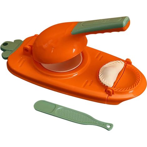 Outil de cuisine ménager pour raviolis - Presse-pâte manuelle 2 en 1 (Orange)