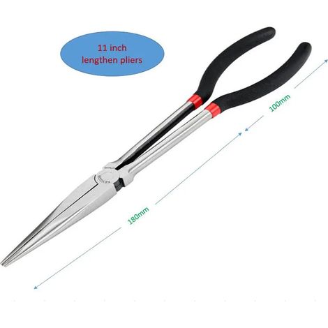 jeu de pinces à becs fins de 40 cm (16 pouces) pour bras robotisé, pinces de pêche à bec coudé à 25/45 degrés, pince en acier au carbone (1/5)