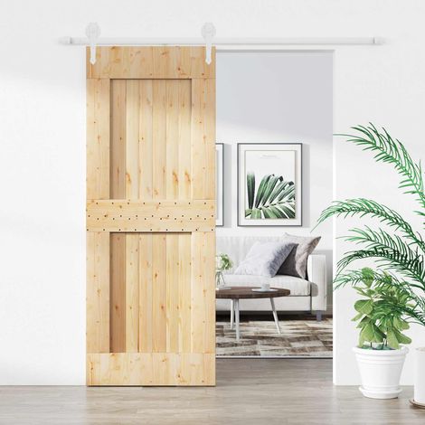 Teenpull – Schiebetür Natürlich und Weiß 80 x 210 cm Massivkiefer (1/5)