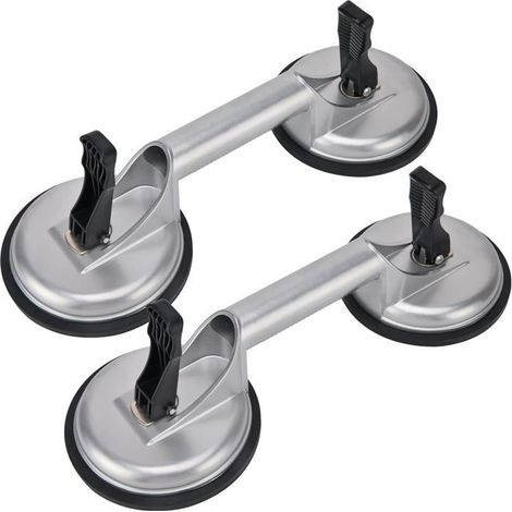 Lot de 2 Ventouses Porteuses Industrielles Aluminium - Poignée Levage Verre Carrelage Marbre Sol - 120 kg Capacité Ergonomique (1/5)