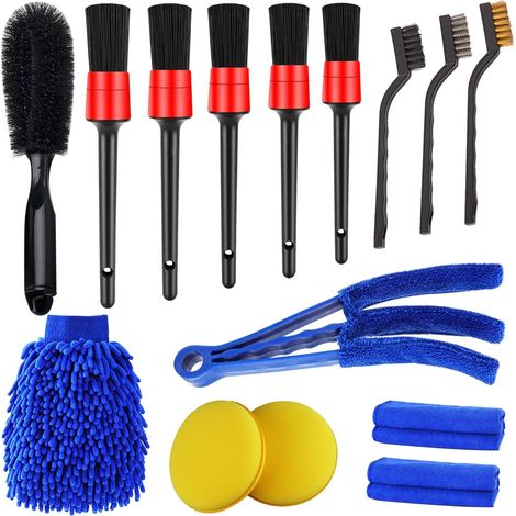 15Pcs Brosse Nettoyage Voiture Pinceau Detailing Auto Brosse Nettoyage Perceuse Électrique Brosse de Jante Voiture Nettoyage de Roue pour Pneu Interieur Exterieur Moteur (1/5)