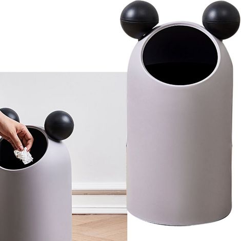 Poubelle inclinée grande capacité au design moderne et audacieux, idéale pour la cuisine, la salle de bain, le bureau ou le salon. Couleur : gris. (1/5)