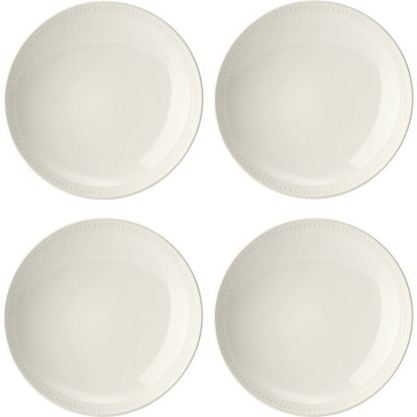 Mikasa Cranborne Juego de 4 Cuencos de Pasta, Servicio paa 4, Juego de 4 Cuencos de Pasta en Gres, 24cm, Crema, Cuencos Grandes - Apto para Microondas y Lavavajillas