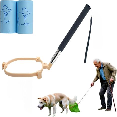 Pelle à Crotte pour Chien, Télescopique 81cm,Pliable,Sans se Baisser  Ramasse Crotte pour Chien : Pince à Crotte de Chien Facile d'une Seule Main, Idéal Personnes Âgées et Maux de Dos, Tous Sols (1/5)