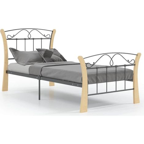 Maison Exclusive - Bettgestell Schwarz Metall 90x200 cm (1/5)