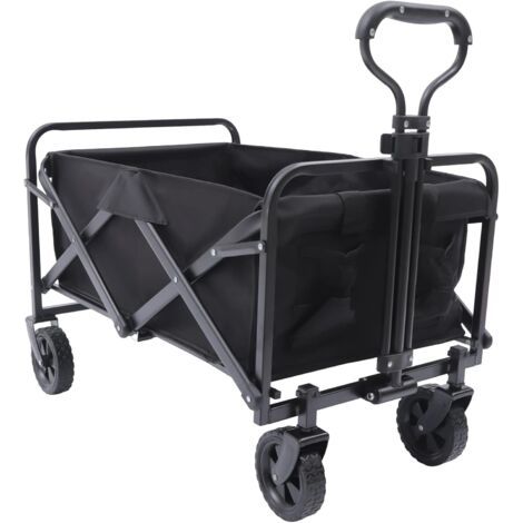 1 Chariot pliable, roues pivotantes, poignée réglable, porte-gobelets, jardin camping plage (1/5)