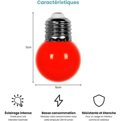 Himmelslaterne – E27 rote LED-Lampe 1,5 W – IP65 wasserdicht – 5 cm Durchmesser für Lichterketten – Für festliche Atmosphäre im Freien (1/5)