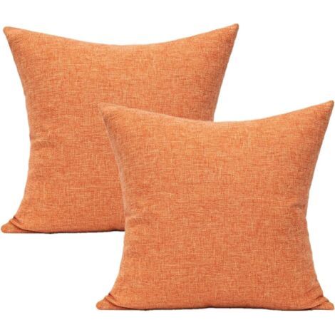 orangefarbener Herbst-Kissenbezug, Herbstdekoration, quadratisch, einfarbig, gelb, Kissenbezug aus Sackleinen, Bezug für Veranda, Bett, Sofa, Couch, 2 Stück, 16 x 16, geeignet für Gartenmöbel