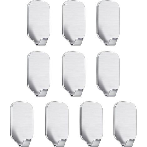 10 Pack Self-Adhesive Over-the-Door Hooks for Bathroom and Kitchen to Hang Clothes, Towels, and Keys - Stainless Steel, Waterproof, No Nails, YMYNY (1/4)