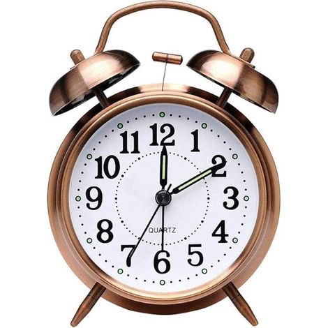Reloj despertador analógico retro con luz nocturna y funcionamiento silencioso. (1/5)