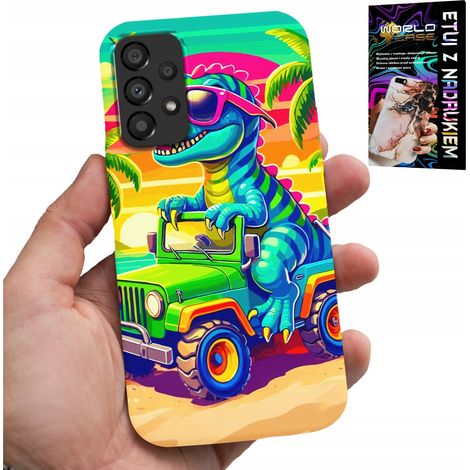Custodia per Samsung Galaxy A33 5G - dinosauro su un camion con motivi per bambini (1/5)
