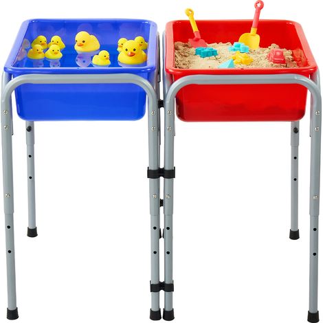 Mophorn Table sensorielle pour tout-petits, table d'activité ajustable avec 2 bacs amovibles pour sable et eau, pieds antidérapants, structure en acier au carbone, coins arrondis (1/5)