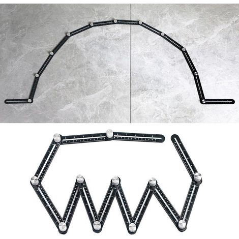 Gabarit d'angle en aluminium - Règle de mesure multi-angle 12 faces - Outil de carrelage avec trous - Gabarit de perçage pour carreaux - Équerre de précision (1/5)