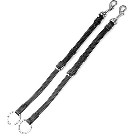 Full, Nero: Forchetta per martingala in cuoio doppiato con doppio moschettone e fibbie inox