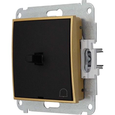 Schaltermodul ohne Rahmen, Bell USA Karlik Mini, Farbe Mattschwarz/Gold (1/3)