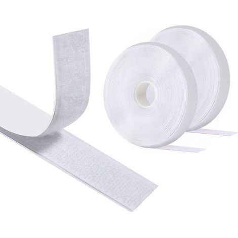 Scratch Autocollant Double Face 5 M X 20 MM, Hook Loop Rubans Ruban AdhéSif Puissant à Crochets Et Boucles pour La Couture (Blanc) (1/4)