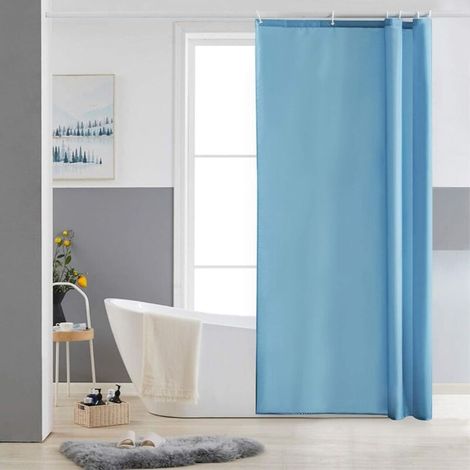 ZOLGINAH Rideau de Douche Bleu Claire Anti Moisissure Tissu Polyester Lavable Petits Rideaux de Bain Imperméable pour Baignoire ou Salle de Bain avec 10 Crochets 150x180cm
