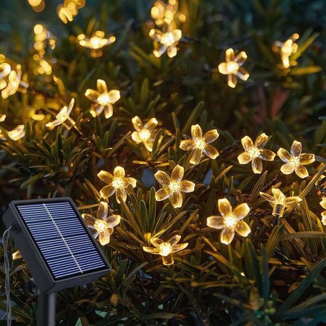 Solar-Außenleuchte – 12 m, 100 LEDs – Kirschblüten-Lichterkette – 8 Modi, wasserdichte Solar-Gartenleuchte (1/4)