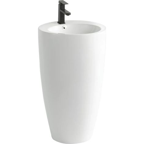Lavabo freestanding rettangolare in ceramica bianco lucido 53x46,5x86,5 LAV203