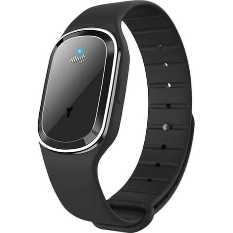 Bracelet anti-moustiques électronique répulsif, puce sonique, sans chimique, étanche, USB rechargeable, taille réglable, noir, pour extérieur, camping, randonnée et pêche, lot de 1. (1/5)