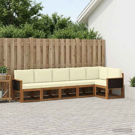 vidaXL Outdoor-Sofagarnitur 6 Stk. Natur und Creme Polyester (1/5)