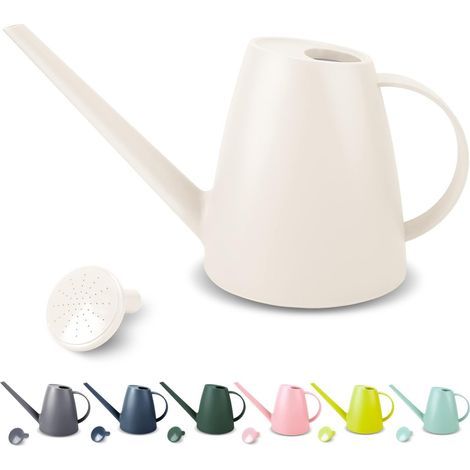 annaffiatoio per piante da interno, annaffiatoio piccolo per piante da interno e fiori da giardino, annaffiatoio con beccuccio lungo per piante da esterno 1,8 L 1/2 gallone (bianco) (1/5)