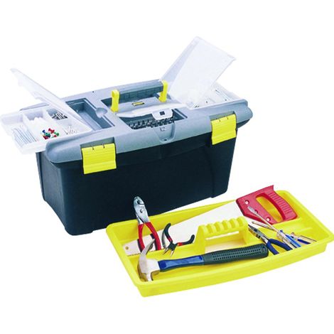 MSV 130102 Toolbox plastica nero / giallo / Grigio 48,5 x 33,5 x 27 cm