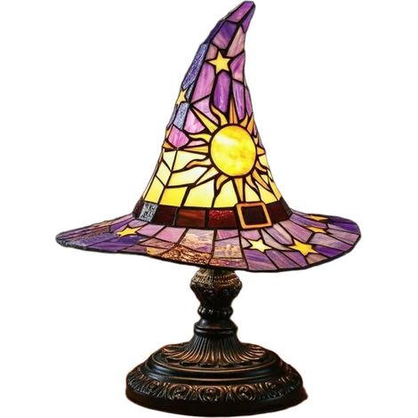 Lampe chapeau de sorcière 30cm, lampe sorcier en résine teintée, gothique, convient pour les fêtes intérieur et décorations d'Halloween extérieur effrayantes (1/5)