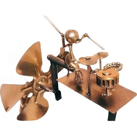 Figurine décorative artisanale en métal représentant un batteur et un moulin à vent, idéale pour décorer jardin, pelouse ou terrasse. (1/5)