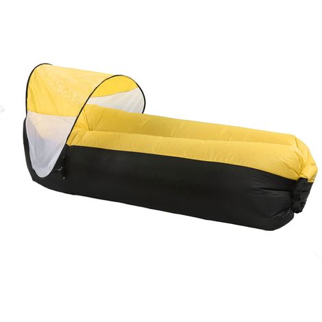Canapé-lit gonflable d'extérieur, fauteuil inclinable gonflable portable, idéal pour le camping et la randonnée, noir et jaune. (1/5)