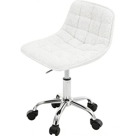 Silla de oficina giratoria de chenilla blanca regulable en altura con ruedas MODENUIT (1/5)