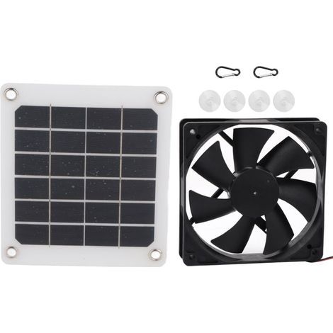 Jeffergarden Ventilateur d'échappement de panneau d'énergie solaire extérieur 6V 10W, chargement USB pour serre et poulailler (1/4)