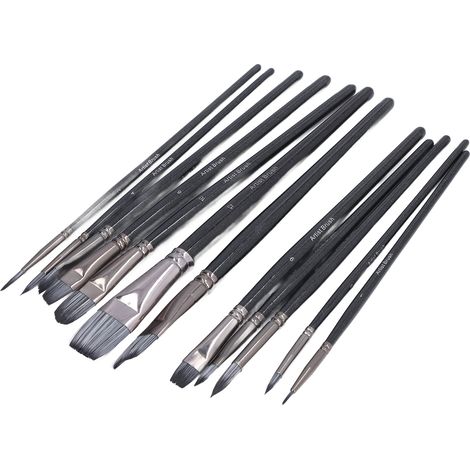 12 Pinceaux Artistiques en Nylon à Pointe Ronde, Excellente Élasticité et Absorption, Manche Bois pour Peinture (1/5)