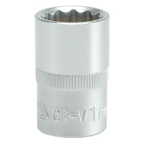 Kurze 17 mm 1/2" Zwölfkant-Stecknuss CRV