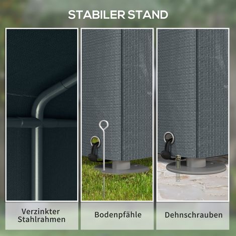 Abri de jardin, garage tente, grande porte, cadre métallique inoxydable, 160x218x172 cm, gris foncé (1/4)