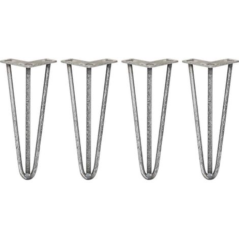 Pieds de table en forme d'épingle à cheveux, 12 pouces (30 cm), paquet de 4 pièces, acier robuste d'origine, acier de 12 mm d'épaisseur, 3 griffes, 300 kg. (1/5)