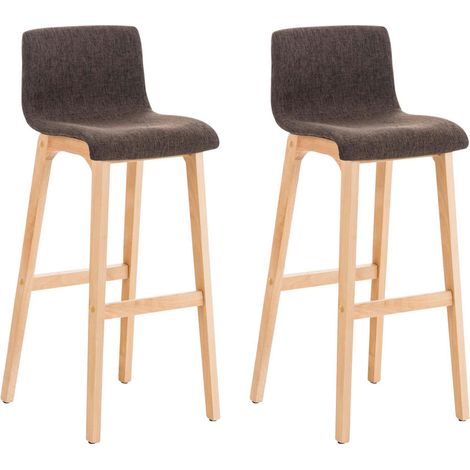 Set di 2 sgabelli da bar di design con 4 gambe in legno e seduta in tessuto marrone 100004210