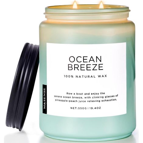 M&SENSE Meeresbrise Duftkerze im Glas 550g 110h Ananas Mango Duft Sojakerze (1/5)