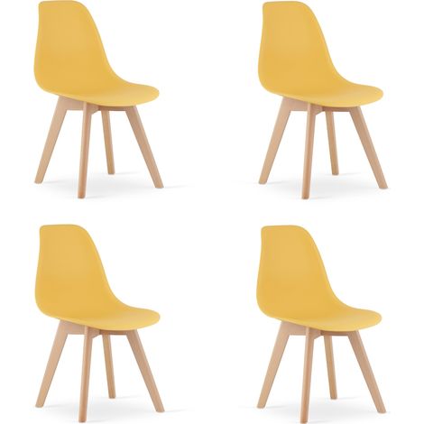 Chaise - Leobert - Kito - Moutarde/Pieds Naturels - 46 X 54,5 X 80 Cm - Lot De 4 (1/5)