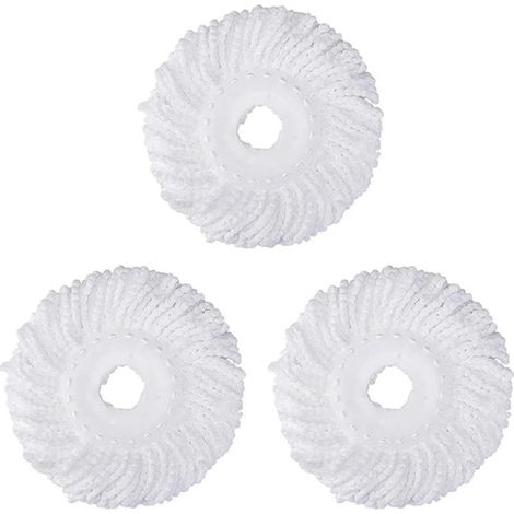 Tête ronde pour balai à franges en microfibre, lot de 3 pièces, balai à franges à presser pour le sol, la maison et la cuisine, avec tête de support à pince (1/5)