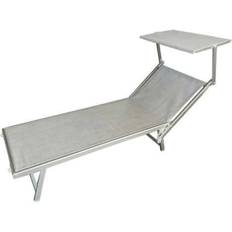 Lettino Prendisole da Giardino 186x60x38 cm in Alluminio e Textilene Grigio