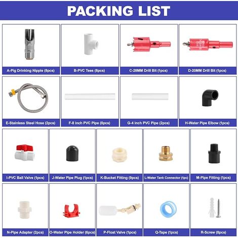 Drinking System Stainless Steel Garden Hose Water Tank Connection Kit Automatic Drinking Trough Float Valve Hose (1/4)