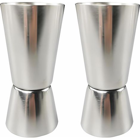 Medidor de cócteles de 2 cl y 4 cl, 2 piezas, vaso medidor doble de acero inoxidable para alcohol, vaso medidor para ginebra, whisky, licores, accesorios de bar y coctelería de alta calidad. (1/5)