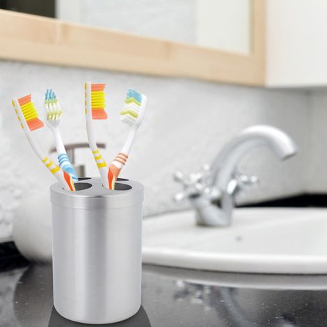 Porte-brosse à dents et dentifrice en acier inoxydable pour salle de bain (1/5)