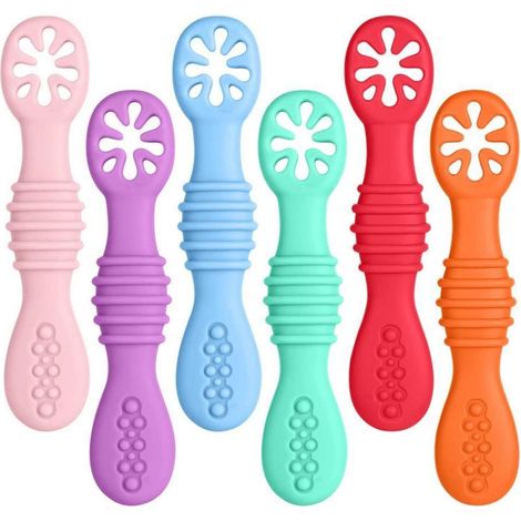 Baby Lernlöffel 6er Set Silikon weich ab 4 Monate BPA-frei für Selbstfütterung (1/5)