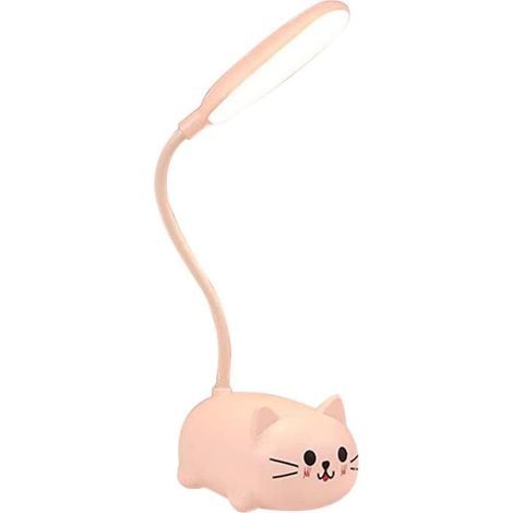 Lampe de bureau chat cartoon LED rechargeable USB pour garçon et fille. Lumière douce anti‑éblouissement, design compact, lampe de nuit portable, parfait cadeau pour enfant. (1/4)