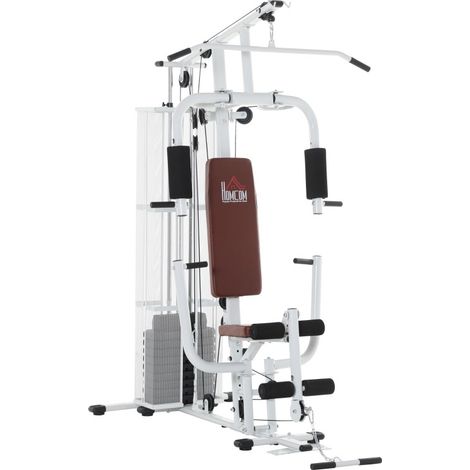 Estación de musculación multigym de metal blanco 150 x 110 x 210 cm HOMVRA (1/5)