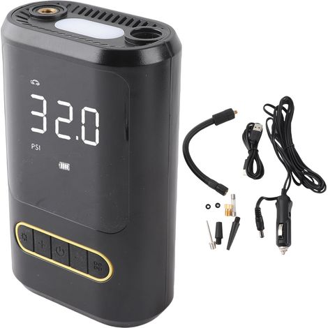 Gonfleur de pneus 150 PSI, pompe à air portable avec manomètre numérique, batterie 4000 mAh, sans fil, pour pneus de voiture, moto, ballon, matelas pneumatique, bouée. (1/5)