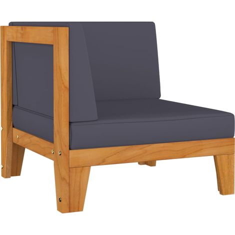 Canapé d'angle sectionnel - Salon de jardin - Banc de jardin - et coussins gris foncé Bois d'acacia Chic-346459 (1/5)