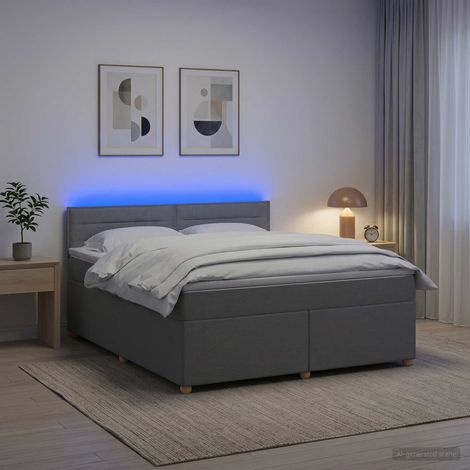Lit boxspring avec matelas Gris clair 140 x 190 cm Tissu (1/5)